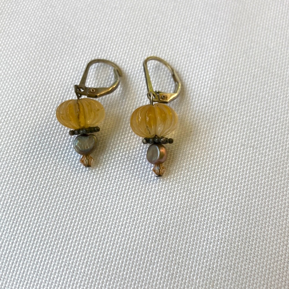 Sterling Silver Glass and Silver Bead Earrings